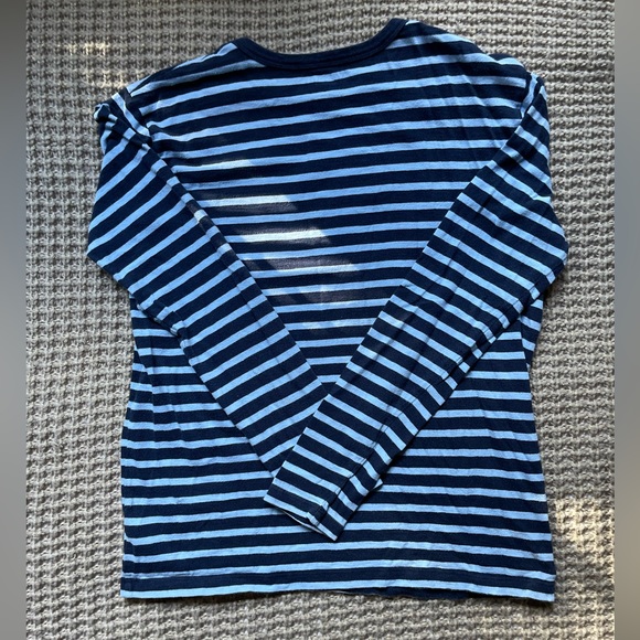J.Crew Crewcuts Striped Blue Cotton Front Pocket Long Sleeved T-Shirt.Size 12-14 - Picture 2 of 3